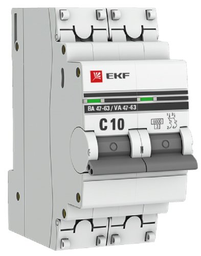 Выключатель автоматический EKF PROxima ВА47-63 2п 10А C 6кА фото Выключатель автоматический EKF PROxima ВА47-63 2п 10А C 6кА картинка